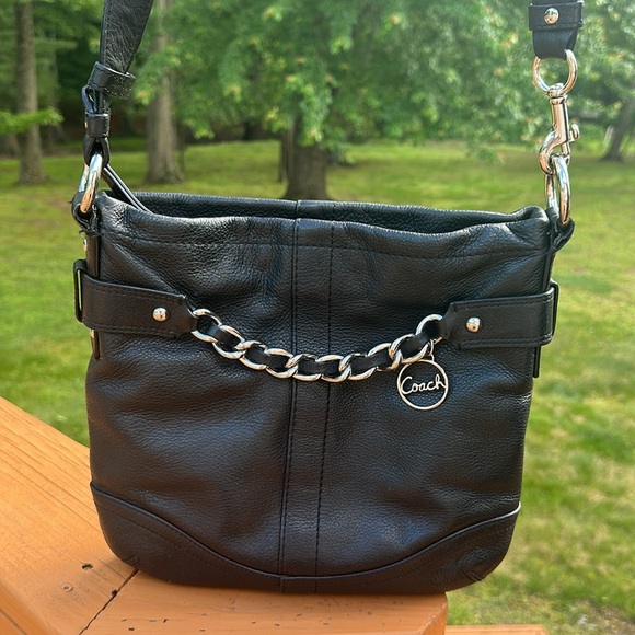 Coach F19722 Black Pebble Leather Chain Duffle
Cross Body Shoulder Bag - Picture 1 of 15